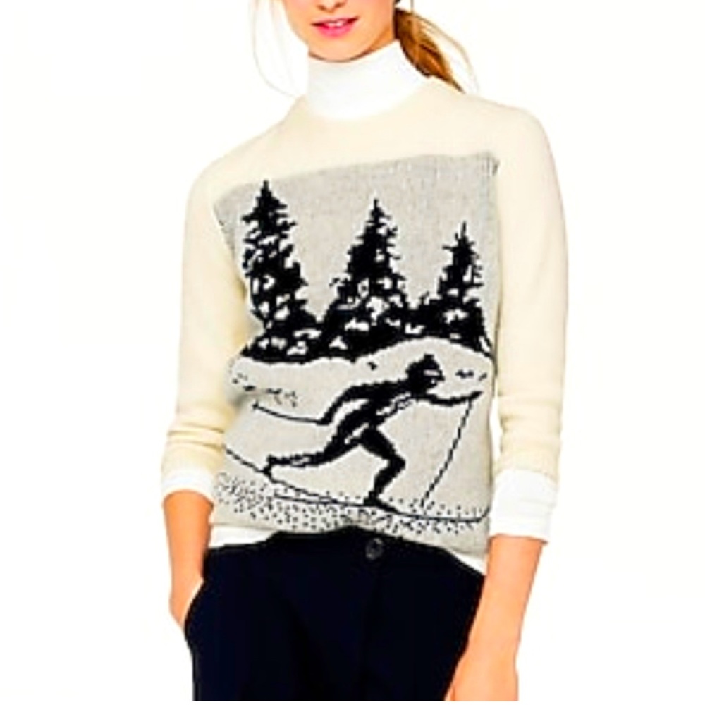 NWT XS J Crew Black Label Nordic Knit Crew Neck Wool Sweater.